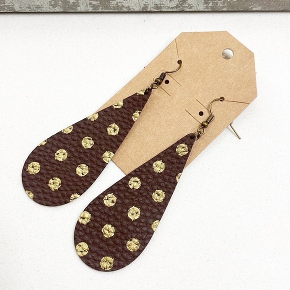 Polkadot print teardrop hand made earrings - Picture 1 of 2